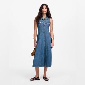 Pleated Midi Shirtdress in Billings Wash: Airy Denim Edition